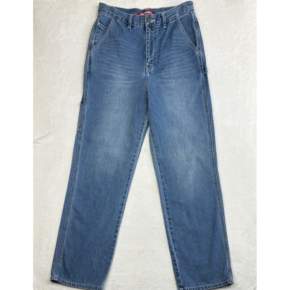 Unionbay Mens 28W Carpenter Jeans Medium Wash Blue Utility Workwear J3N98SD